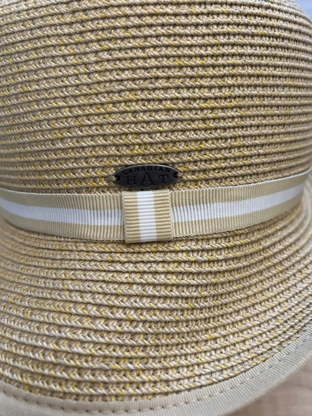 Straw Sun Hat with White Band - Light Natural - Picture 5 of 5